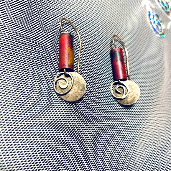 2/$20 Dangle Fimo heart spiral earrings - 2 Sets - Picture 2 of 5